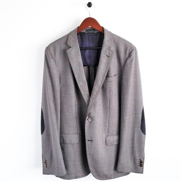 Hugo Boss Other - NEW Hugo Boss Blazer Halowon Slim Cross Stitch Italian Wool Gray Blue 40